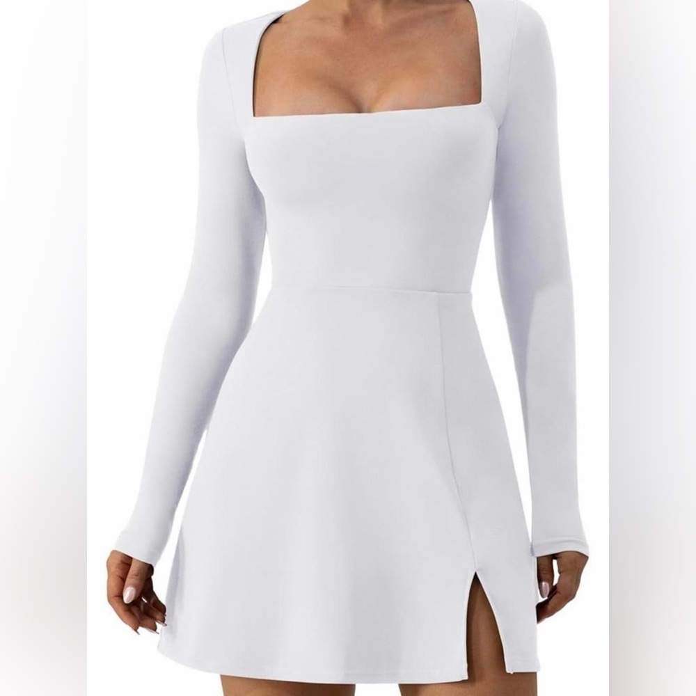 Elegant White Long Sleeve Dress